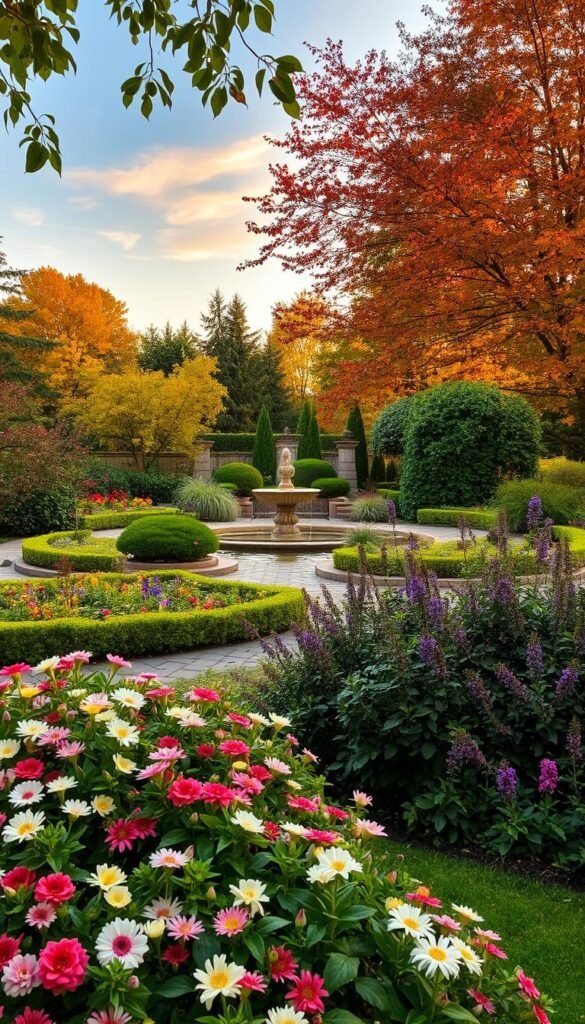 A lush, verdant garden transitioning through the seasons, showcasing My Home Dec's enchanting design. In the foreground, a vibrant floral tapestry blooms with life, its colors shifting from springtime pastels to the rich hues of autumn. The middleground features a tranquil water feature, its gentle ripples reflecting the changing sky. In the background, trees sway with the breeze, their leaves transforming from verdant greens to a spectrum of golds, reds, and russets. Warm, soft lighting illuminates the scene, creating an inviting and serene atmosphere. This idyllic garden sanctuary embodies the cyclical beauty of nature's rhythms. A lush, verdant garden transitioning through the seasons, showcasing My Home Dec's enchanting design. In the foreground, a vibrant floral tapestry blooms with life, its colors shifting from springtime pastels to the rich hues of autumn. The middleground features a tranquil water feature, its gentle ripples reflecting the changing sky. In the background, trees sway with the breeze, their leaves transforming from verdant greens to a spectrum of golds, reds, and russets. Warm, soft lighting illuminates the scene, creating an inviting and serene atmosphere. This idyllic garden sanctuary embodies the cyclical beauty of nature's rhythms.
