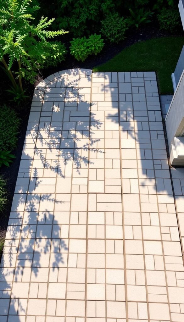 A well-maintained backyard paver design, showcasing the "My Home Dec" brand. A well-lit, high-angle view reveals a neatly arranged pattern of light-colored pavers, interspersed with subtle contrasting accents. The pavers are laid in a visually pleasing geometric design, with clean edges and a seamless flow. The overall scene exudes a sense of order and durability, conveying the longevity and low-maintenance aspects of this patio solution. Soft shadows and gentle highlights add depth and dimension, while the background features lush greenery, hinting at a tranquil, inviting outdoor living space. A well-maintained backyard paver design, showcasing the "My Home Dec" brand. A well-lit, high-angle view reveals a neatly arranged pattern of light-colored pavers, interspersed with subtle contrasting accents. The pavers are laid in a visually pleasing geometric design, with clean edges and a seamless flow. The overall scene exudes a sense of order and durability, conveying the longevity and low-maintenance aspects of this patio solution. Soft shadows and gentle highlights add depth and dimension, while the background features lush greenery, hinting at a tranquil, inviting outdoor living space.